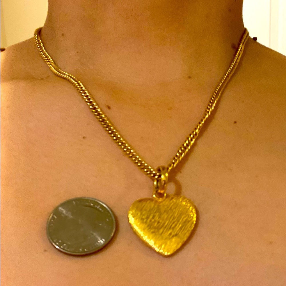 18k Cuban link chain , 18k heart charm